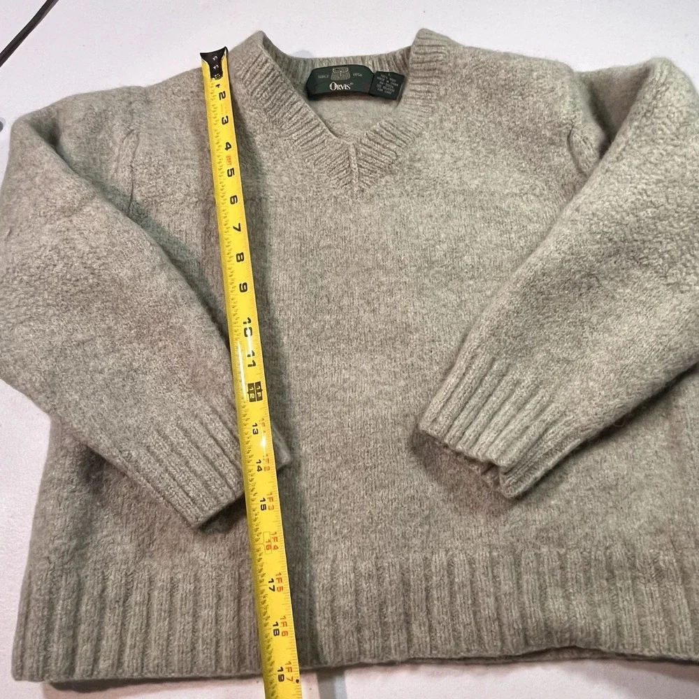 VTG Orvis 100%‎ Wool Sweater Youth Large V Neck Long Sleeve Pullover EUC